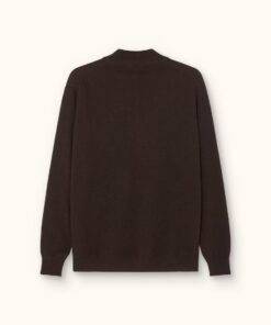 Oscar Jacobson Patton Regular Fit Half Zip Soft Wool Cashmere Sweater Brown