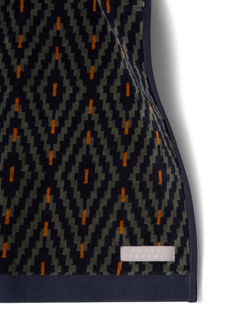 Pelle Vävare Hand Towel Seskarö 50X70 Dark Blue/Green/Cognac