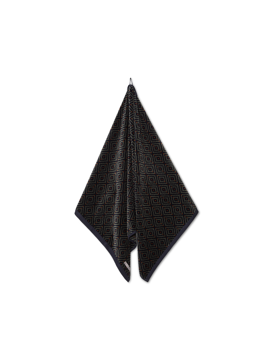 Pelle Vaväre Bath Towel Seskarö 70×140 Dark Blue/Green/Cognac