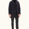 Oscar Jacobson Zipped Padded Car Coat Dark Blue