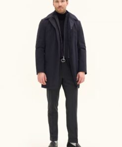 Oscar Jacobson Zipped Padded Car Coat Dark Blue