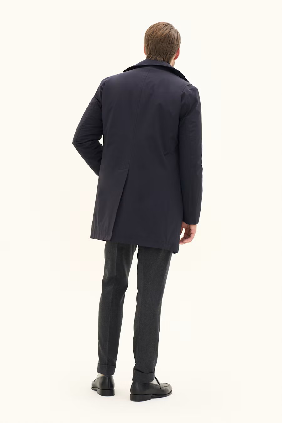 Oscar Jacobson Zipped Padded Car Coat Dark Blue