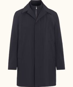 Oscar Jacobson Zipped Padded Car Coat Dark Blue