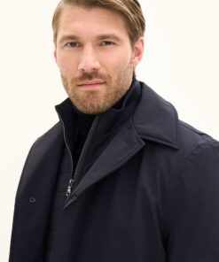 Oscar Jacobson Zipped Padded Car Coat Dark Blue