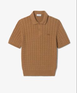 Lacoste Classic Fit Cable Knit Cotton Polo Shirt Marron Vert
