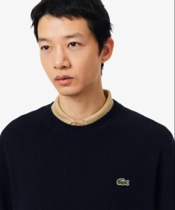 Lacoste Wool Crew Neck Sweater Midnight Blue