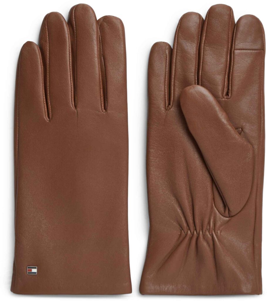 Tommy Hilfiger Essential Flag Leather Gloves Brown