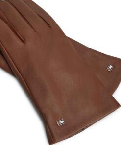 Tommy Hilfiger Essential Flag Leather Gloves Brown