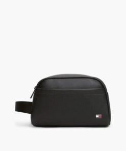 Tommy Hilfiger Perforated Pocket Enamel Flag Washbag Black