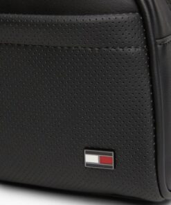 Tommy Hilfiger Perforated Pocket Enamel Flag Washbag Black