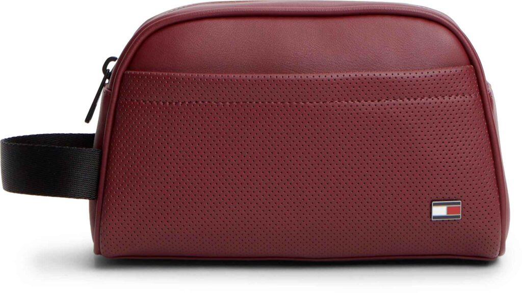 Tommy Hilfiger Perforated Pocket Enamel Flag Washbag Bordeaux