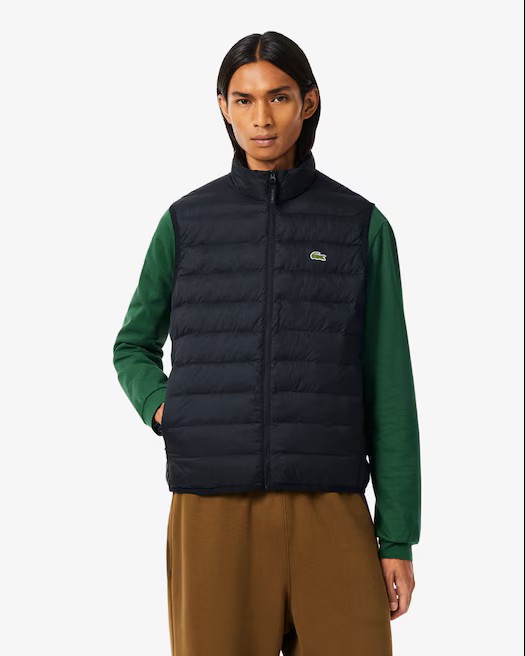 Lacoste Water Repellent Puffed Windbreaker Vest Black