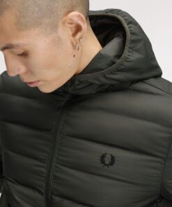 Fred Perry Hooded Insulated Jacket Field Green