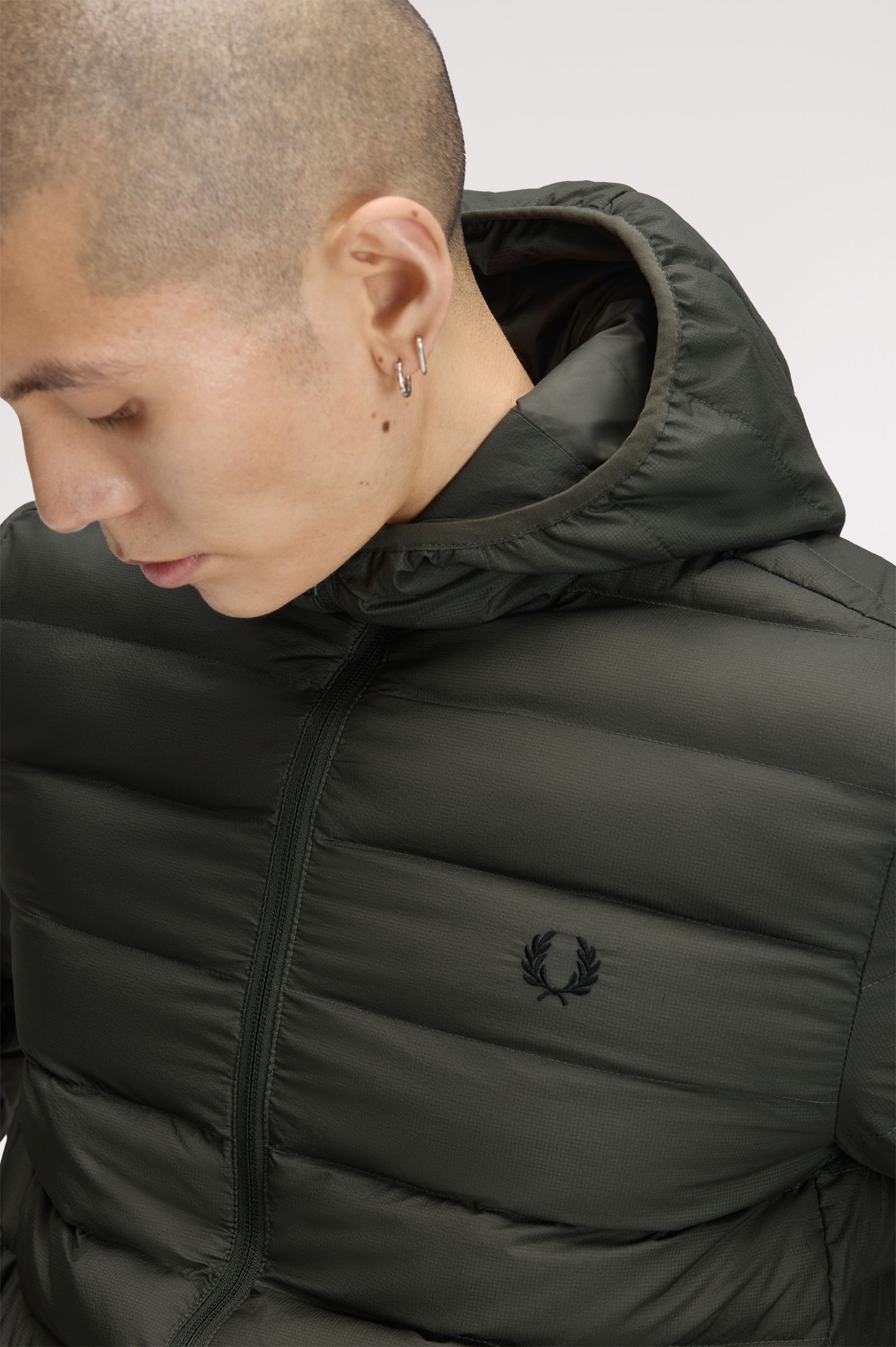 Fred Perry Hooded Insulated Jacket Field Green