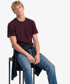 Superdry Essential Serif Logo Embroidered T-Shirt Tawny Port Marl