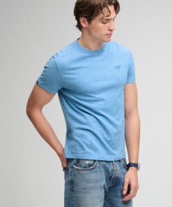 Superdry Essential Serif Logo Embroidered T-Shirt Fresh Blue Grit