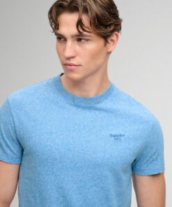 Superdry Essential Serif Logo Embroidered T-Shirt Fresh Blue Grit
