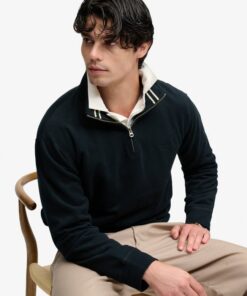 Superdry Essential Serif Logo Half Zip Sweatshirt Dark Navy