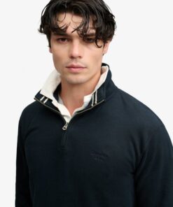 Superdry Essential Serif Logo Half Zip Sweatshirt Dark Navy