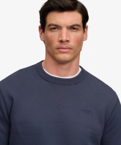 Superdry Essential Stacked Logo Crew Sweatshirt Soft Navy