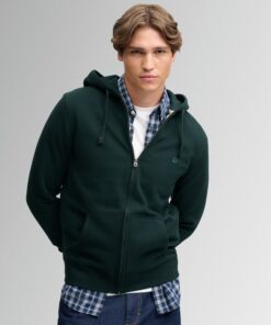 Superdry Essential SD Co Logo Zip Hoodie Heritage Dark Pine Green