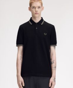 Fred Perry The Fred Perry Shirt Black / Ecru / Laurel Wreath Green
