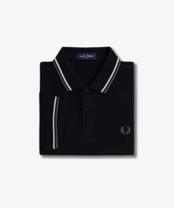 Fred Perry The Fred Perry Shirt Black / Ecru / Laurel Wreath Green