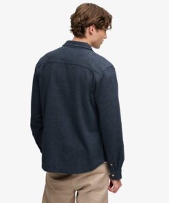 Superdry Twill Tweed Jersey Shirt Navy Tweed
