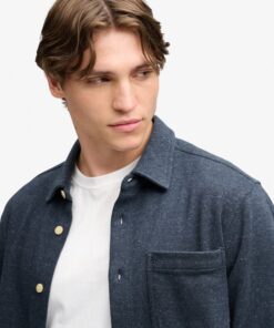 Superdry Twill Tweed Jersey Shirt Navy Tweed