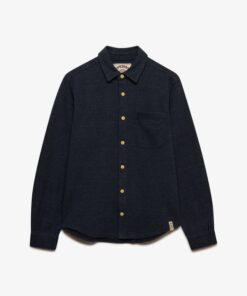 Superdry Twill Tweed Jersey Shirt Navy Tweed