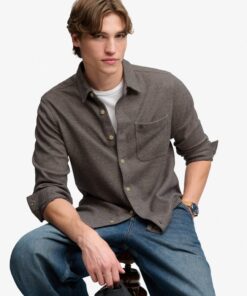 Superdry Twill Tweed Jersey Shirt Taupe Tweed