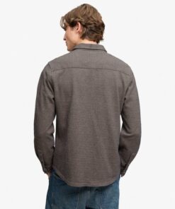 Superdry Twill Tweed Jersey Shirt Taupe Tweed