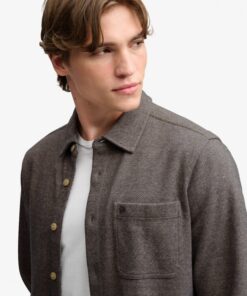 Superdry Twill Tweed Jersey Shirt Taupe Tweed