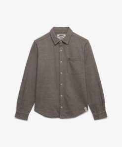 Superdry Twill Tweed Jersey Shirt Taupe Tweed