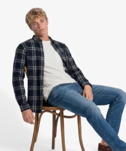 Superdry Long Sleeve Cotton Lumberjack Shirt Navy Window Check