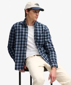 Superdry Long Sleeve Cotton Lumberjack Shirt Cambell Navy Check