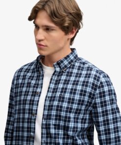 Superdry Long Sleeve Cotton Lumberjack Shirt Cambell Navy Check