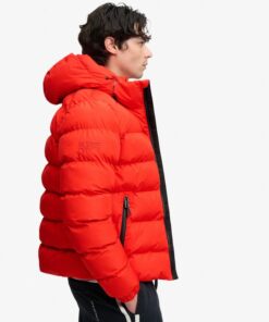 Superdry Hooded Sports Puffer Jacket Lead Red