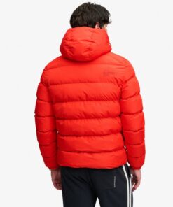Superdry Hooded Sports Puffer Jacket Lead Red