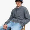 Superdry Mini Slub Waffle Long Sleeve Grandad Top Denim Blue Marl