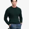 Superdry Cotton Cable Knit Crew Jumper Quad Green