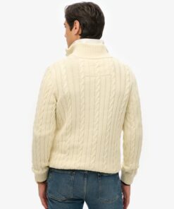 Superdry Preppy Cotton Cable Half Zip Jumper Cream