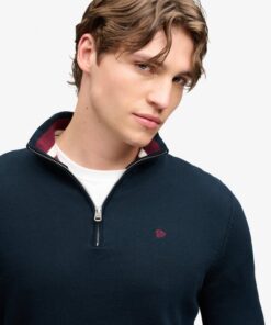 Superdry Preppy Essential Cotton Half Zip Jumper Eclipse Navy