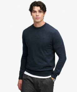 Superdry Essential Lightweight Wool Blend Jumper Rich Navy Marl