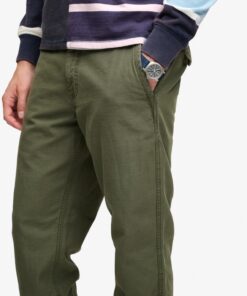 Superdry Tapered Washed Chino Trousers Chive Green