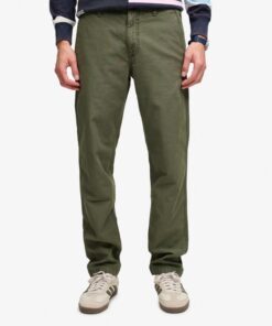 Superdry Tapered Washed Chino Trousers Chive Green