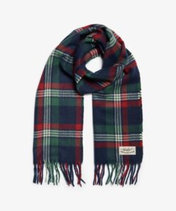 Superdry Heritage Checked Scarf Burford Check Navy