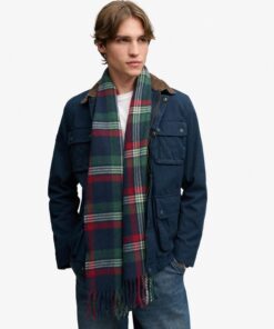 Superdry Heritage Checked Scarf Burford Check Navy