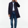 Tommy Hilfiger New York Label Wool Blend Coat Navy Blue
