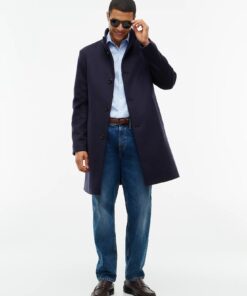 Tommy Hilfiger New York Label Wool Blend Coat Navy Blue